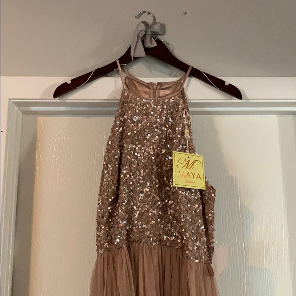 Rose Gold Sequin Top Maya Deluxe formal dress